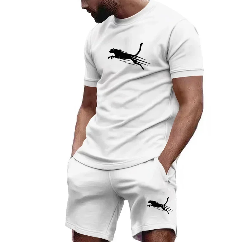 

2024 summer hot short-sleeved T-shirt + shorts 2-piece men's casual gym jogging sportwear hip hop breathable suit