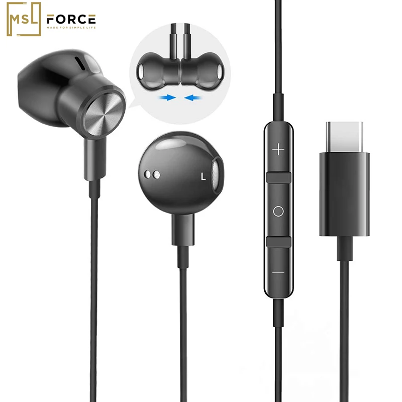 Auriculares intrauditivos con USB tipo C, auriculares de efecto digital  hifi con micrófono, controlador, chip de Google para HUAWEI P30 Mate 20 Pro  Xiaomi 8 - AliExpress