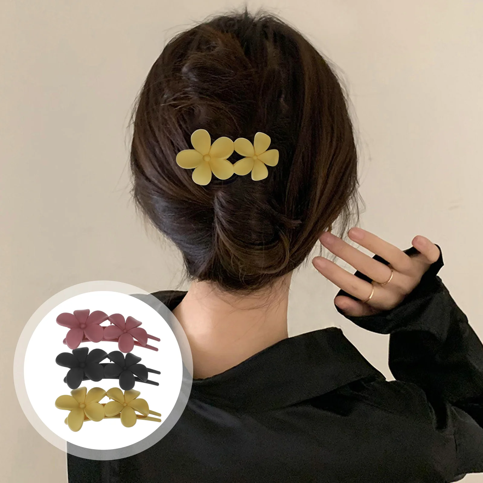 

3 Pcs Clip Hair Accessories Rhinestone Bobby Pins Crocodile Clips Barrette The Flowers