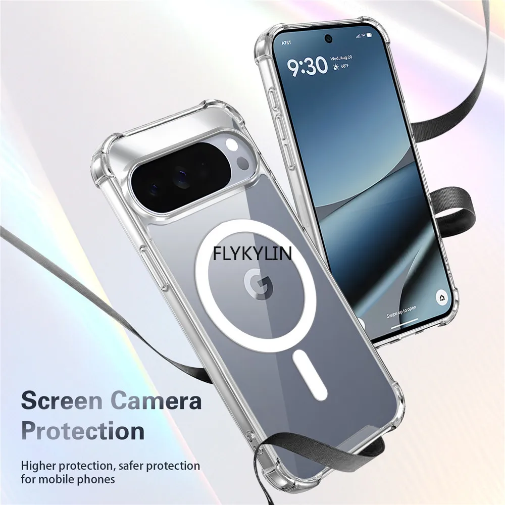 Magsafe Magnetic Transparent Phone Case with Four-Corner Anti-Fall Protection