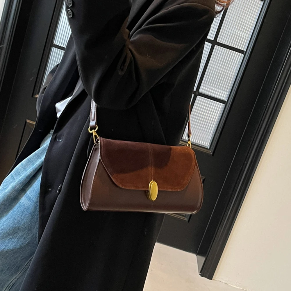 Fashion PU Shoulder Bag Retro Tote Handbag Adjustable Strap Vintage Small Tote Bag Trendy Commuting Bag Outdoor Travel Bag