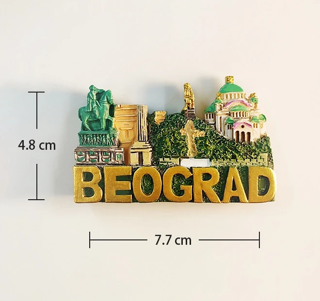 Imán De Nevera De Belgrado Serbia – Pintado A Mano, Resina, 5.9x6.6 Cm, Recuerdo Turístico