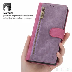 Premium Anti - Theft Brush Leather Wallet Case - Samsung A22 5G A22S (Purple or Pink)