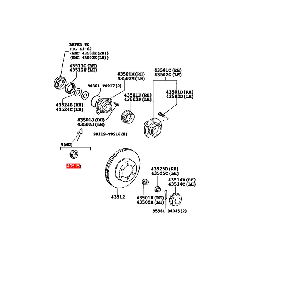 ABS 로터 스키드 컨트롤 프론트, 도요타 포츄너 HILUX VII 픽업용, 43515-0K020 OE, 435150K020