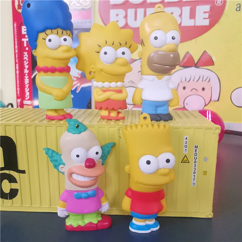 5-6Cm Simpsones Anime Figurine Kawaii Homer Marge Barge Lisa Dolls Action Figure Cute Model Toys For Boy Girl Kids Gift Pendant