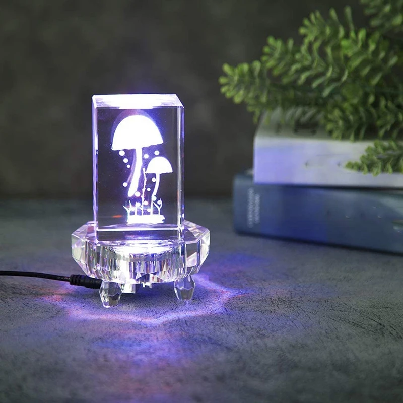 4 LED Rotating Light Stand Base Display for Crystal Cube
