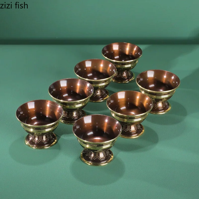 Tibetan Buddha Bowls Copper Water Purifying Cups Decorative Cup Holy Water Cup Buddhist Supplies Dharma Cup Sacrificial Vessel 6