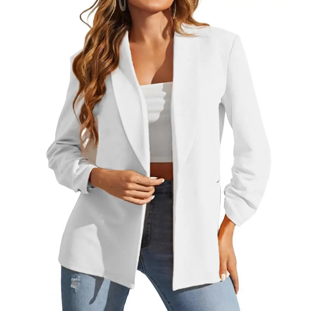 

Women Solid Color Jacket Elegant Women's Business Suit Coat with Long Sleeve Open Stitch Detail for Fall Spring Office Commute