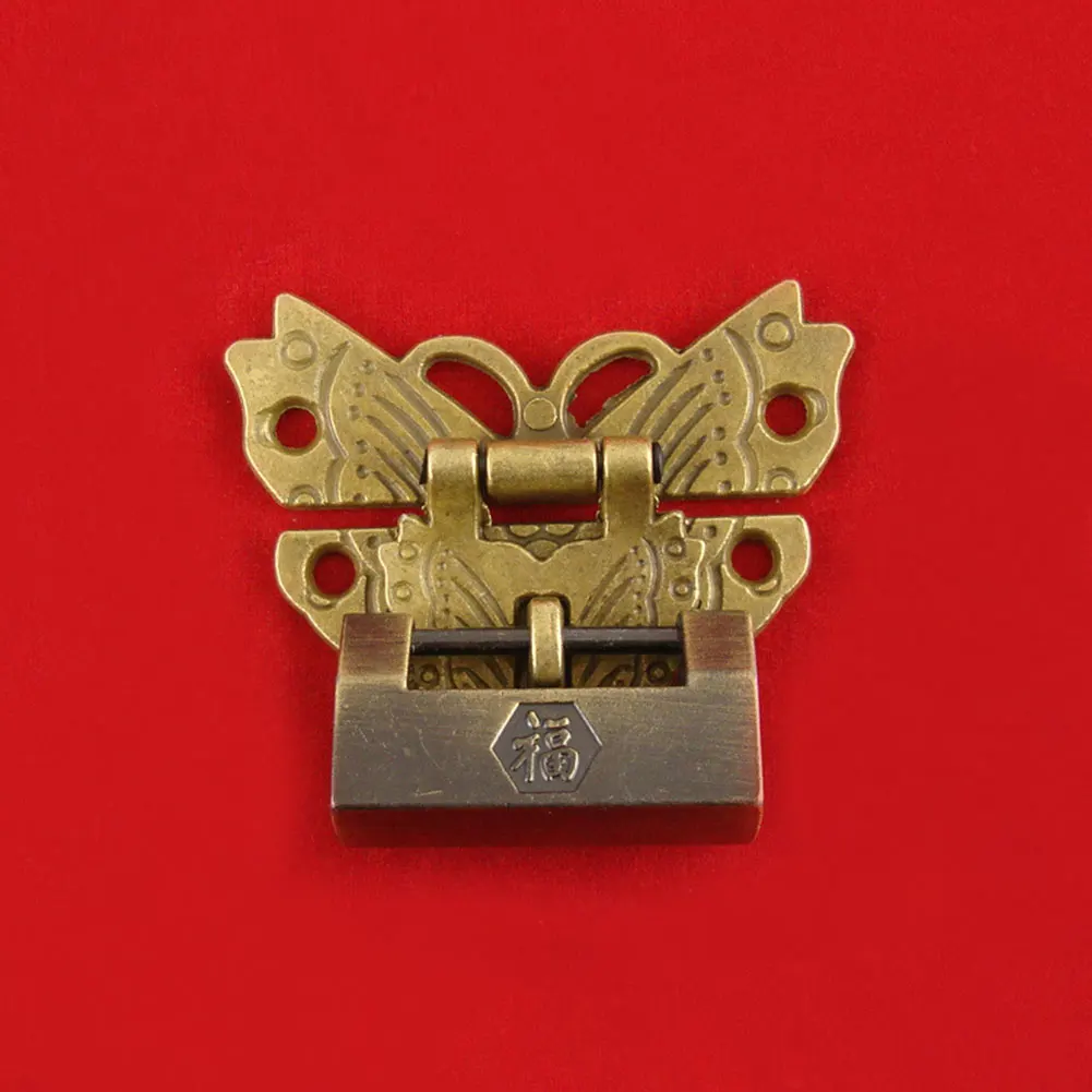 Description Picture 5 of itemRetro Alloy Butterfly Latch Catch Wooden Jewelry Box Case Hasp Lock w/ 6 Screws