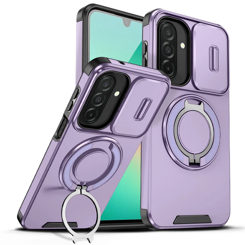 Luxury Magnetic Bracket Armor Phone Case with Slide Camera Protection