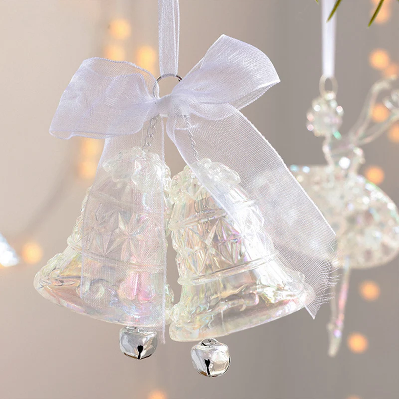 Christmas Tree Acrylic Elk Angel Doll Bell Hanging Ornaments Pendant 2023 Merry Christmas Decoration 2024 for Home New Year Gift