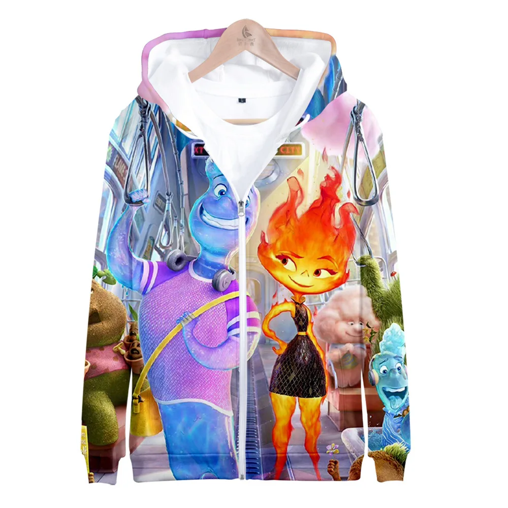 

MINISO Disney Elemental Peripheral Anime Pullover Hooded Zipper Sweatshirt for Adults and Children, The Best Birthday Gift