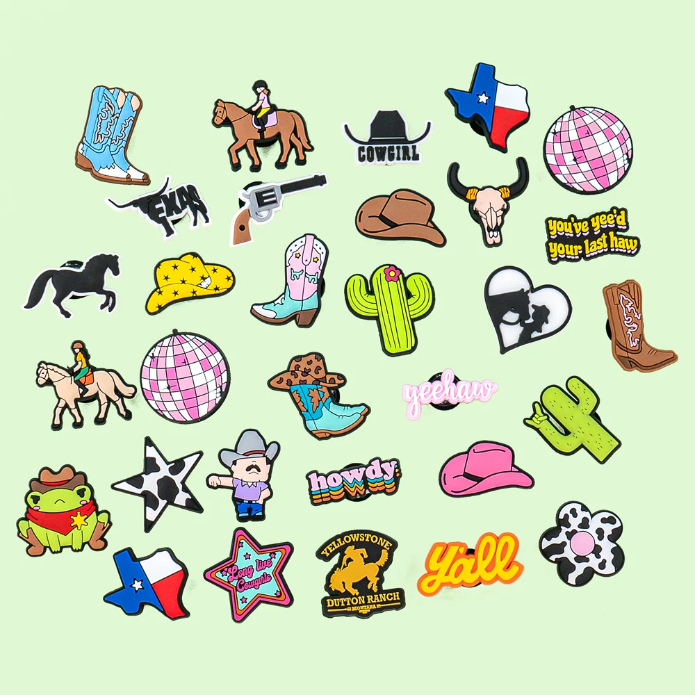 1/11pcs Cowboy Cowgirls Style Shoe Charms for Women Girls, Cactus