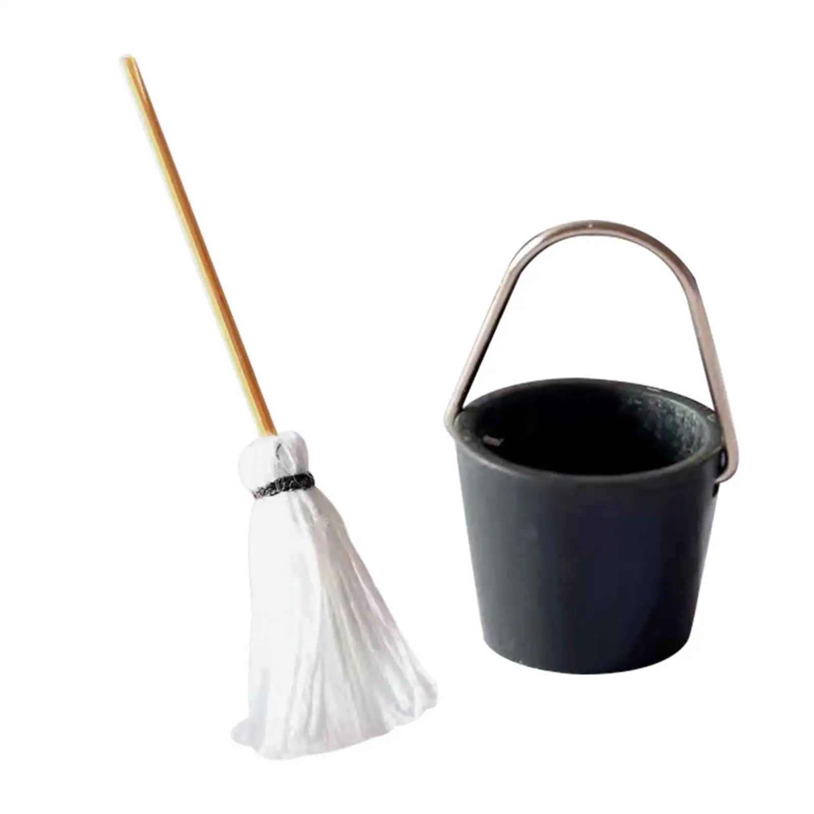 

1/12 Miniature Furniture 1:12 Miniature Mop Bucket Set for Model Train Railway Station Micro Landscape Building Architectural