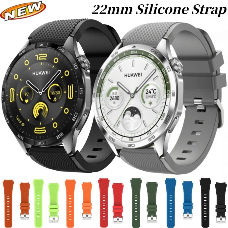 Ремешок силиконовый для Huawei Watch 4/3/GT4-3-2 Pro 2e, спортивный браслет для Samsung Watch 3/Gear S3 Amazfit GTR 4/Stratos/Pace, 22 мм