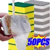 5/50PCS Magic Cleaning Sponges Reusable Pan Pot Dishwashing Scouring Pads Household Kitchen Sponge Wipes Brush Clean Tools 1