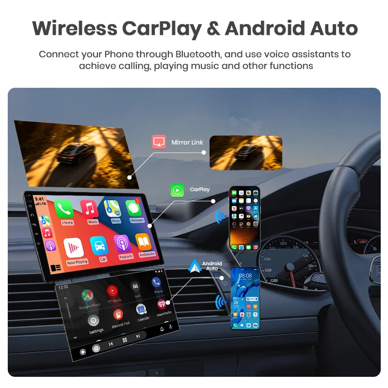 AWESAFE Radio Android de 9 pulgadas para Nissan Juke YF15 2010-2014, CarPlay inalámbrico y Android Auto, navegación GPS, soporte multimedia, control del volante, amplificador de subwoofer, cámara trasera, Plug and Play, DAB+, autorradio digital, radio de coche 2 DIN, estéreo, RDS, DSP, FM, WIFI 3