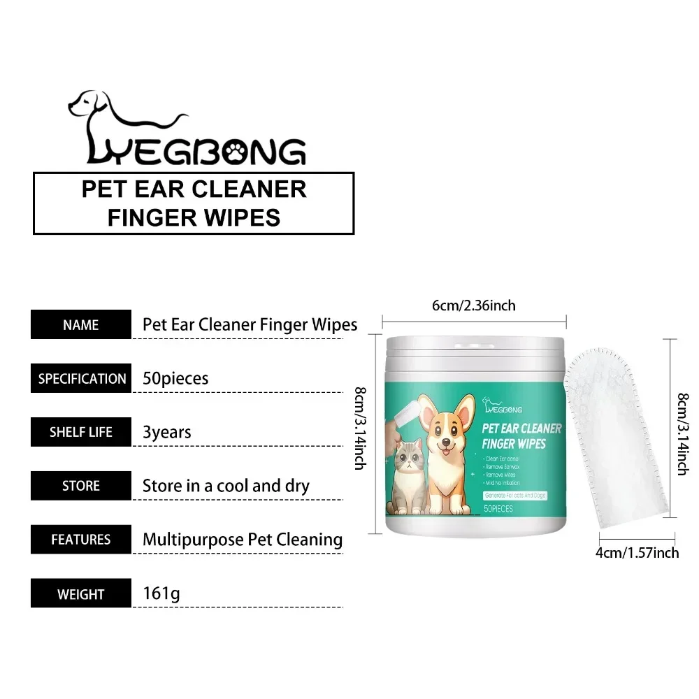 Yegbong pet cleaning wipes gently clean pet ear mites, ear wax, eye dirt, feet and feet, deodorize and remove odor