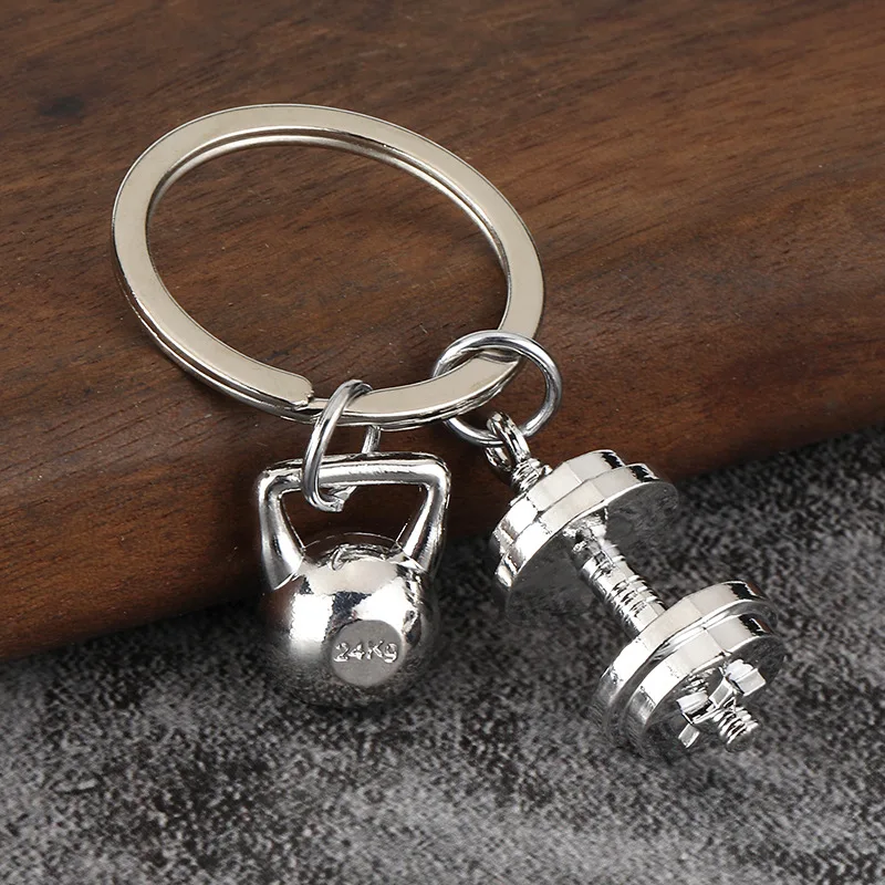 Metal Fitness Keychain Dumbbell Kettlebell Keychain Gym Sport Keyring Purse Backpack Bag Accessories Chains for Sport Fitness