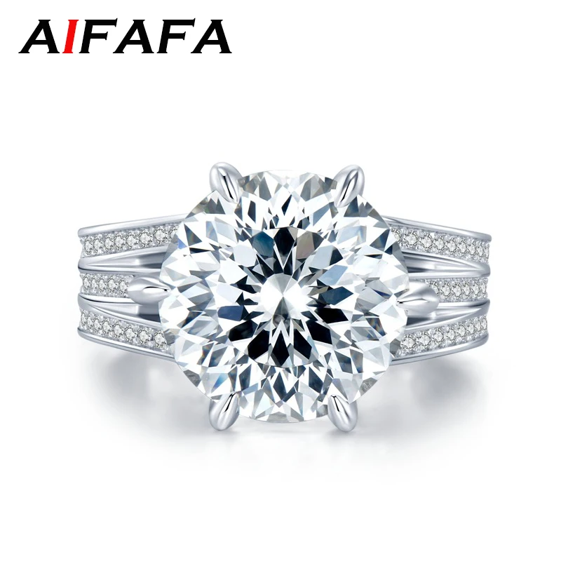 

AIFAFA 100% 925 Sterling Silver 10 Carat High Carbon Diamond Ring for Women Fireworks Cut Sparkle Gemstone Wedding Jewelry Gifts