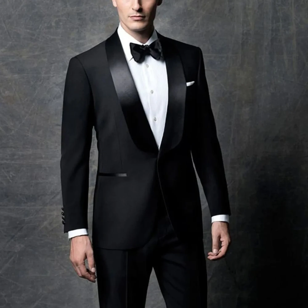 

Gorgeous Solid Suits for Men 2 Piece Fashion Shawl Lapel Wedding Party Tuxedo Banquet Dinner Prom Male Suit Slim (Jacket+Pants)