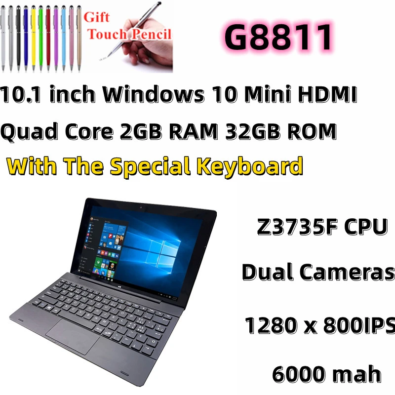 32-bit Windows 10 G8811 Tablets PC Capacitive Multi-point 1280 x 800IPS 10.1 Inch Quad Core 2GB+32GB Z3735F CPU With WIFI