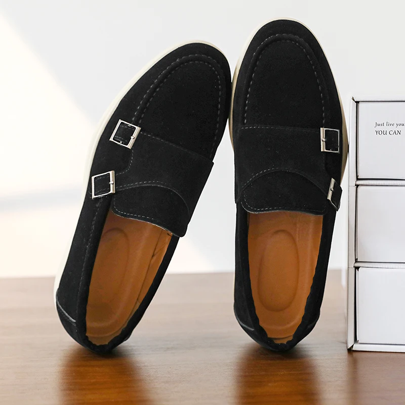 Suede Leather Men's Shoes Business Casual Buckle Loafers Shoes Man Leisure Flats Outdoor Male Driving Moccasins Shoes for Men 6