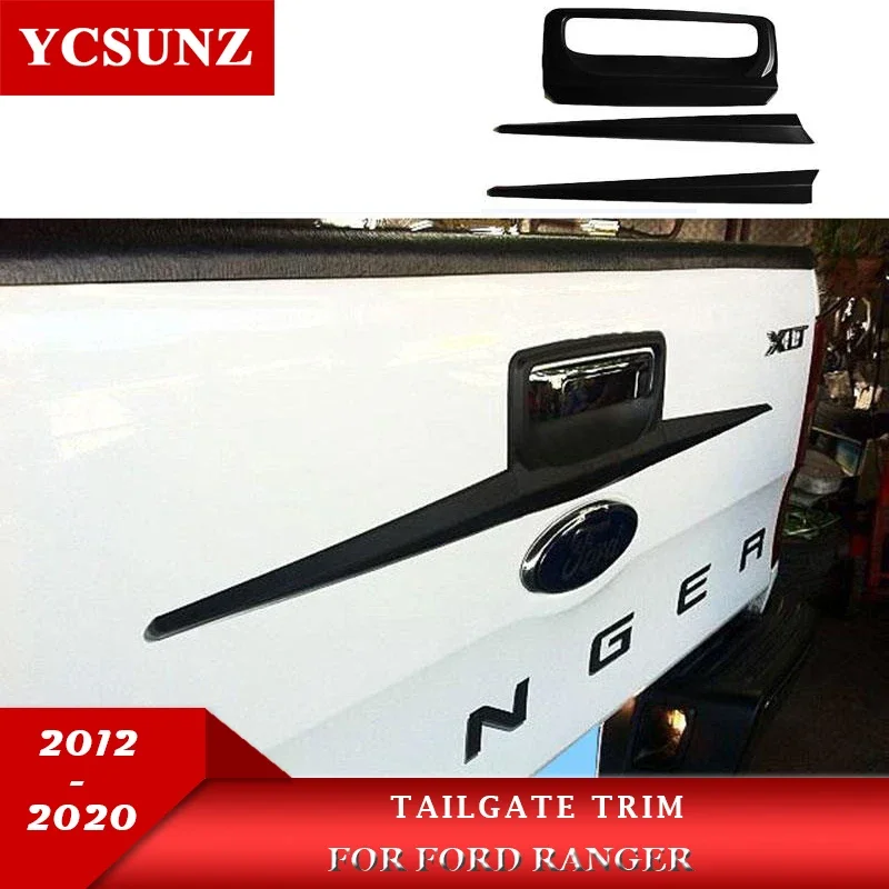 Car-Styling-Black-Tailgate-Trim-For-Ford-Ranger-Wildtrak-T6-T7-T8-2012 ...