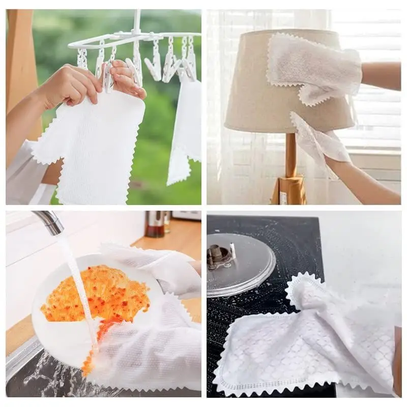 10/50pcs Non-woven Dust Cleaning Gloves Reusable Fish Scale Cleaning Duster Gloves Household Kitchen Cleaning Tool 6