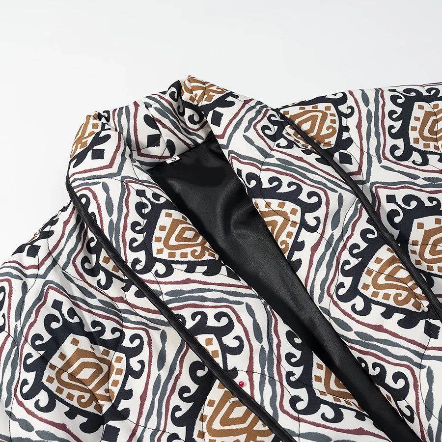 Autumn Women's Clothing Short Jacket Women'S Printed Kimono Style Coat Fashion Loose Winter Warm With Belt Jackets Streetwear