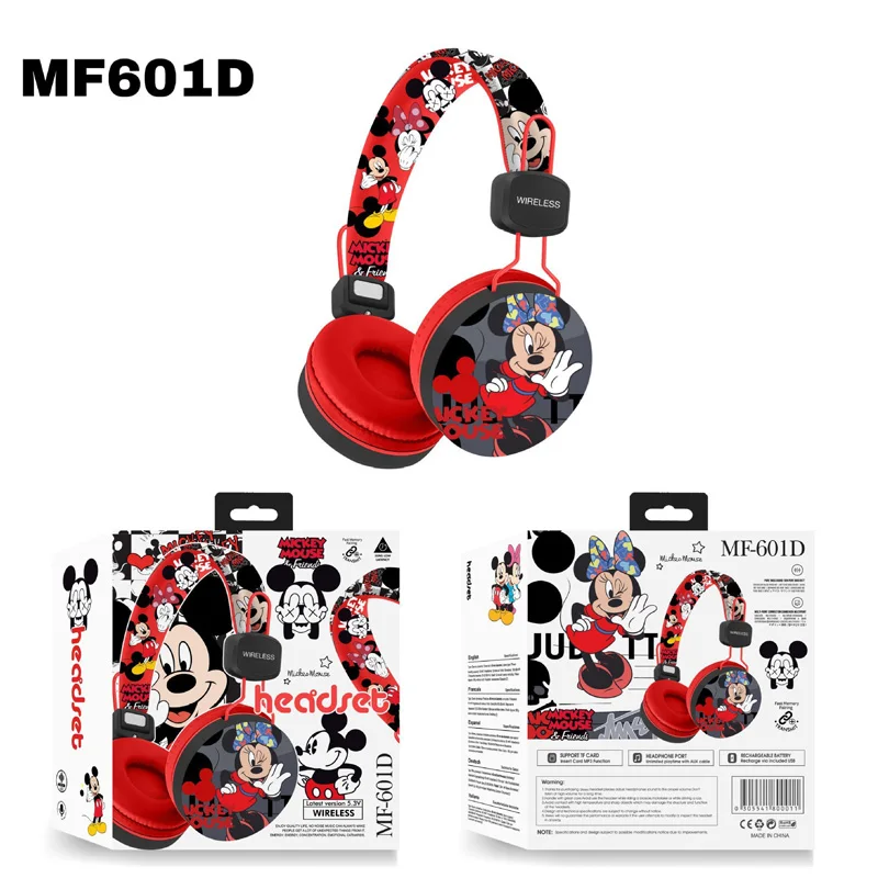 New Disney Spider Man Stitch Wireless Earphones Bluetooth Surround Sound Stereo Foldable Earphones Laptop