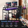 L Shaped Gaming Desk with LED Lights & Power Outlets, Reversible Computer Desk with Stand & Shelves 4