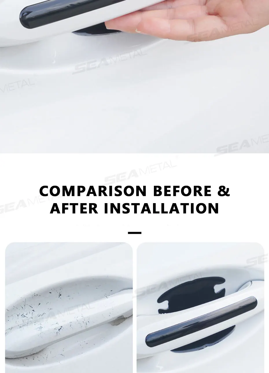 Car Door Handle Protective Sticker Wear Resistant Scratch Resistant Black Protec