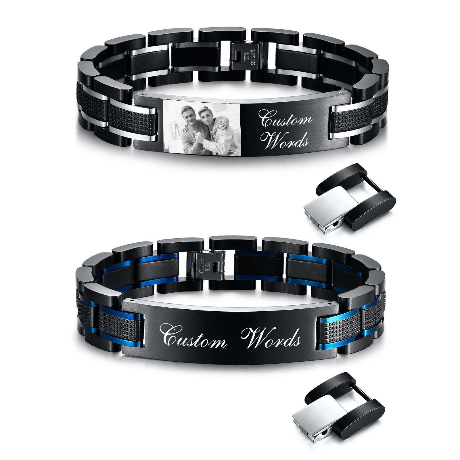 Maßgeschneidertes Uhrenarmband für Männer, personalisiertes klobiges Edelstahl-Armband, luxuriöses Geschenk für den Ehemann und einen Freund