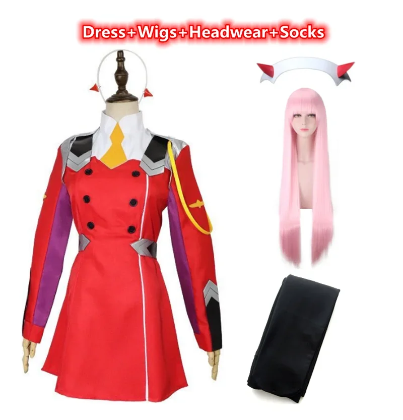 02 ноль два костюма для косплея национальная команда Дарлинг в Фране Дамский Косплей Костюм DFXX женский полный комплект платье головной убор парики