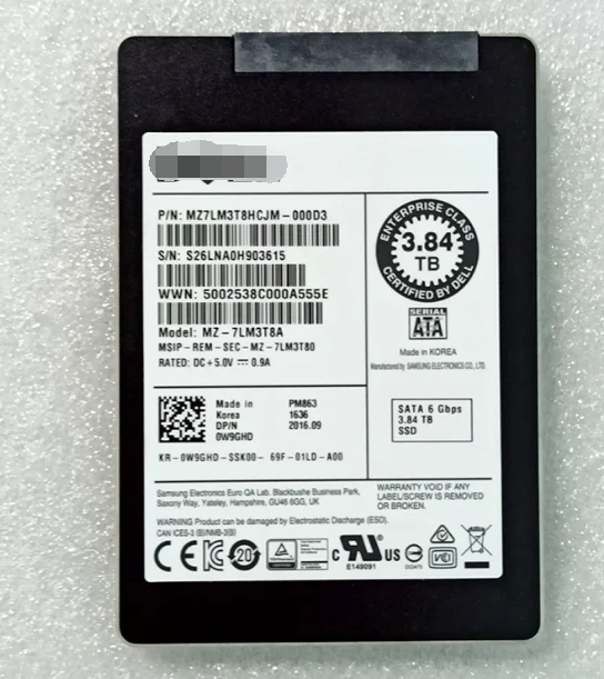 

For Dell 3.84TB 0W9GHD MZ-7LM3T8A PM863 SATA Solid-state drive SSD