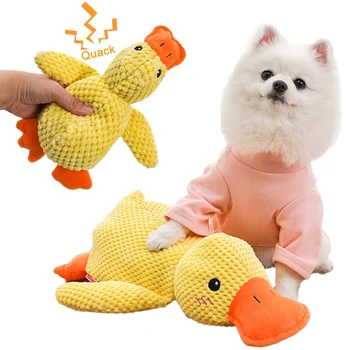 Brinquedo Pet em Forma de Pato para Cães de Pequeno e Grande Porte, Brinquedo Durável para Mastigar e Limpar os Dentes, Brinquedo Interativo e Divertido, Acessórios para Cães, com Som de Pato