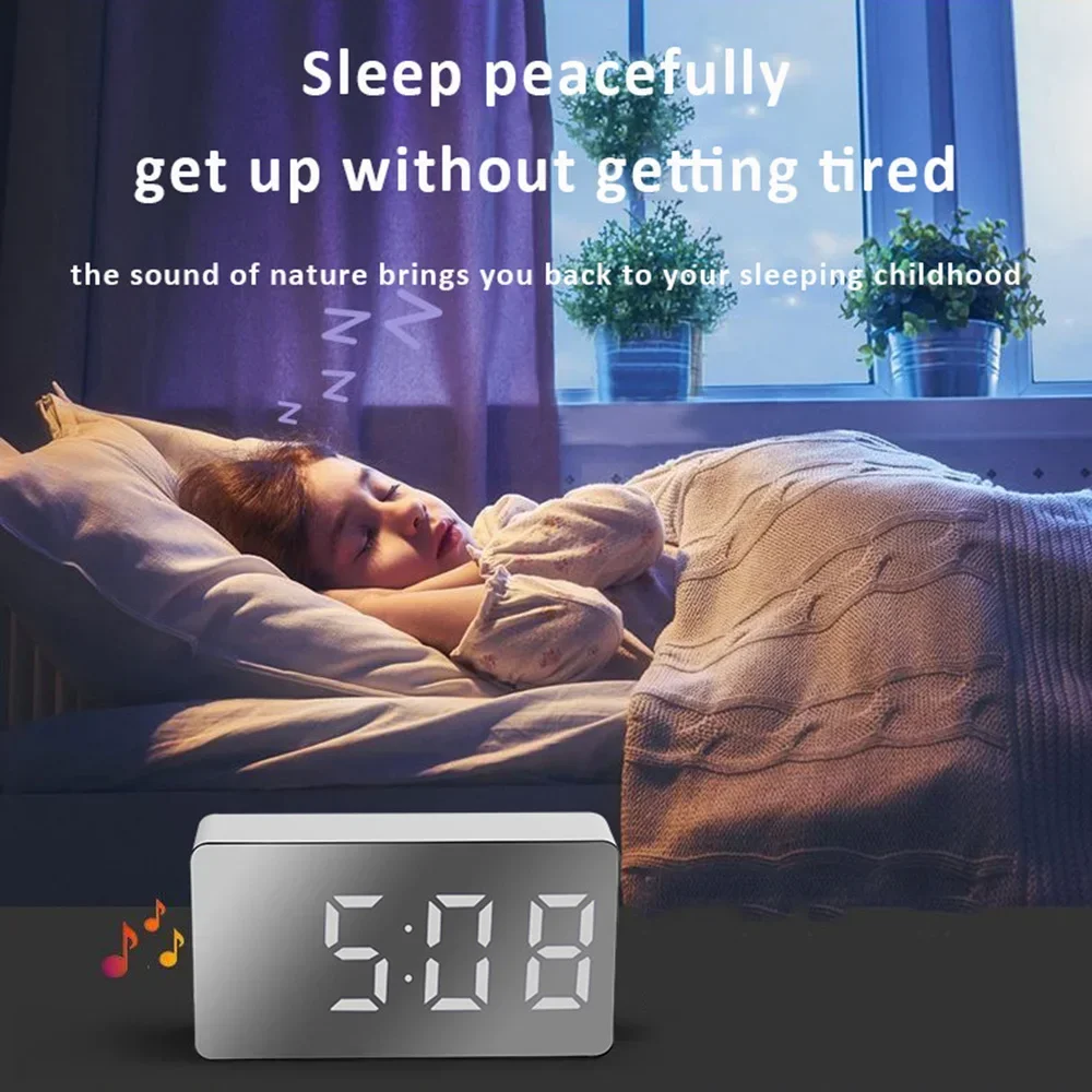 

Clock Desktop Decor Mirror Desk Decorative Alarm Display Night Bedroom Electronic Time Led Home Mini Digital