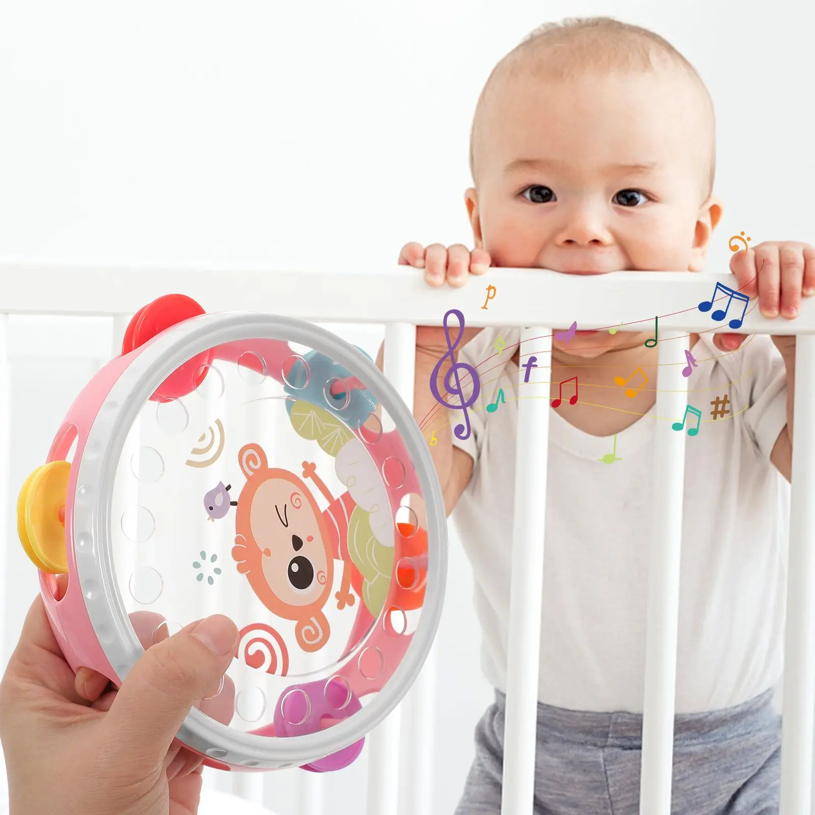 Tambourine for Kids Children Handheld Musical Instruments Light Party Adults Percussion Toys Delicate Hand Bells Cartoon Rhythm