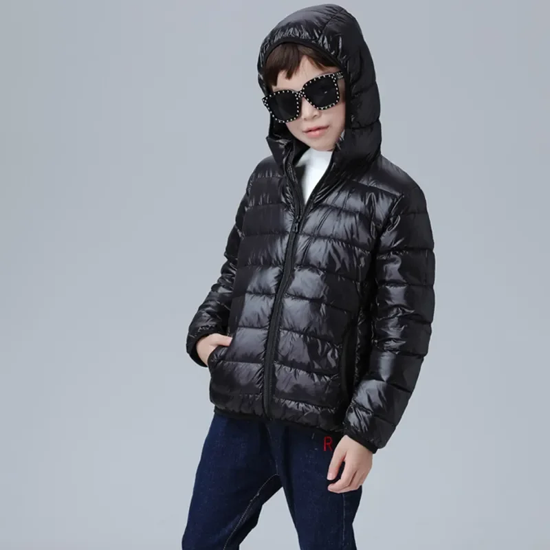 

2023 New Kids Duck Feather Filler Ultra Light Boys Hooded Down Coat Children's Autumn Winter Down Jacket for Boy Baby Outerwear