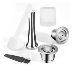 Eco-Friendly Stainless Steel Reusable Coffee Capsule with Tamper and Dosing Ring (2 Cup 1Tamper 1Ring)