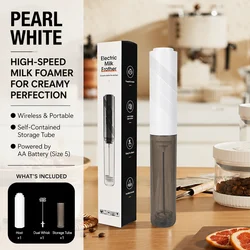 Portable Wireless Electric Milk Frother and Food Mixer - Essential Handheld Kitchen Tool (WHITE)