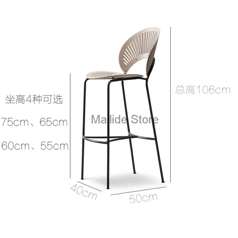 Nordic Solid Wood Bar Chair Furniture for Home Light Luxury Cafe Restaurant Counter Stool Chair Designer Backrest High Bar Stool