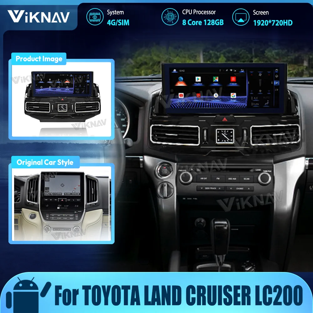 

12.3inch For TOYOTA LAND CRUISER LC200 GPS Navigation multimedia Player Touch HD Screen Head Unit 2din Android Car Radio Stereo