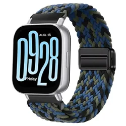 Braided Nylon Magnetic Watch Strap - Premium Wristband Accessory for 22mm Width (Camouflage blue)