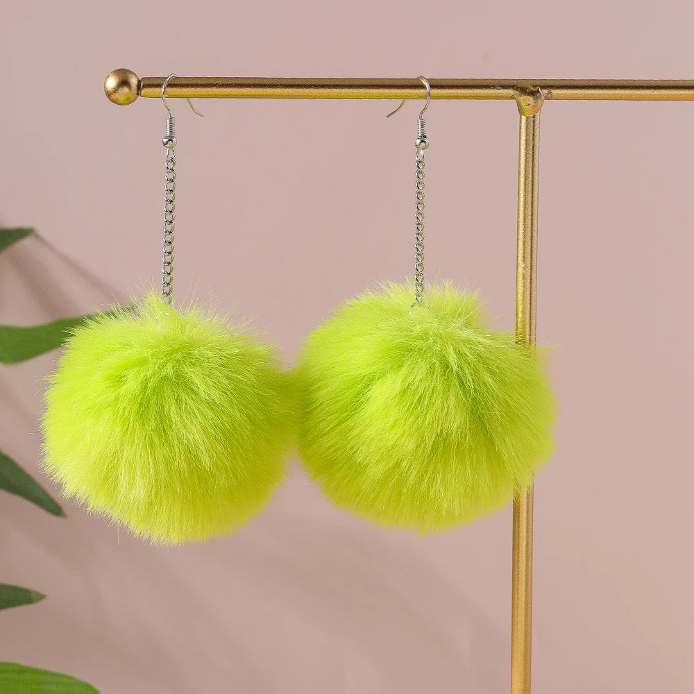 Aihua Colorful Fluffy Fur Pom Pom Earrings Soft Faux Rabbit Fur Ball Earrings for Women Kids Jewelry Gifts stud earrings dangle earrings hoop earrings drop earrings pendant earrings long earrings animal earrings golden earrings dome teardrop earrings safety pin earrings crystal tassel earrings crystal earrings fruit design earrings