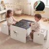 Kids Table and 2 Chairs Set with Chalkboard, Multi-Purpose Toddler Activity Table for Drawing, Eating & Studying