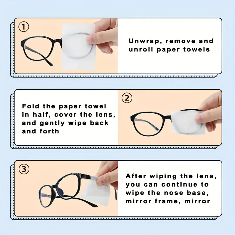 Disposable Eyeglass Cleaning Wipes Individually Packaged Suitable for Eyeglasses Smartphones Tablet Screens 50-100 pcs