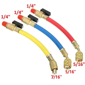자동차 냉동 에어컨 매니폴드 압력 게이지 호스 도구 세트, 19cm AC 진단, R134A 800PSI 매니폴드 게이지 세트