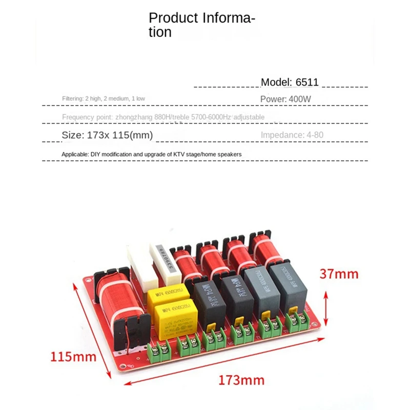 플라스틱 400W 2 하이 2 미디엄 1 로우 5 오디오 스피커 분할기, 하이파이 고충실도 분할기 필터, 1 개